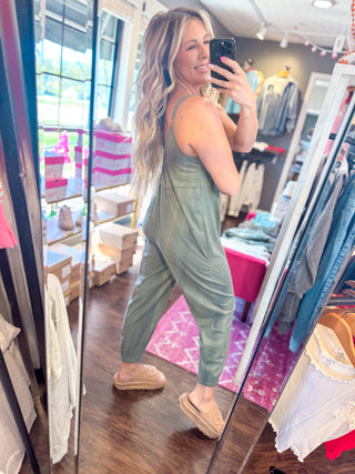 Everyday Ease Lounge Jumpsuit-Olive