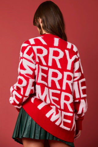 Merry Red 3D Yarn Sweater