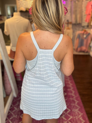Sky Blue Stripe Romper Dress