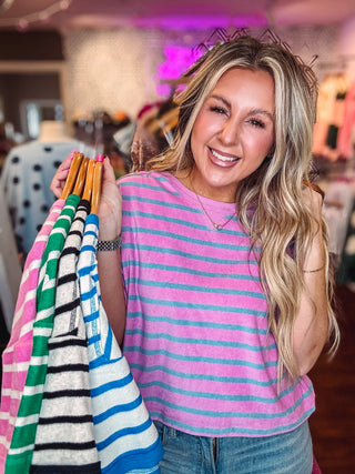 Oversized Stripe Casual Comfy Knit Top-Purple