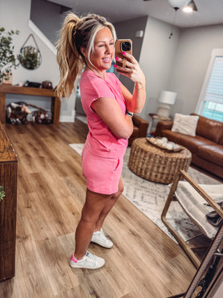 Sleeveless Crew Neck Top and Shorts Set-Taffy Pink