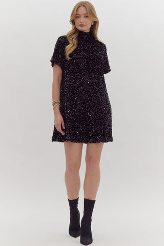 Little Black Sequin Holiday Dress