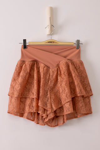 The Garden Party Lace Short-Salmon
