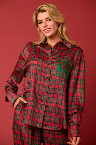 Perfect Day Satin Christmas Plaid Pajama Set