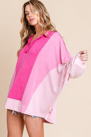 So Much Pink Mineral Washed Oversized Top