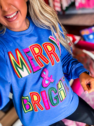 Merry & Bright Heather Royal Sweatshirt