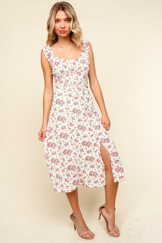 Oh So Sweet Rose Print Midi Skirt and Top Set