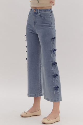 Make A Statement Denim Side Bow Jeans