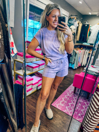 Sleeveless Crew Neck Top and Shorts Set-Purple