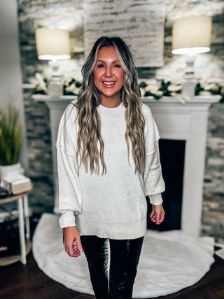 Not So Basic Ivory Oversized Sweater Knit Top