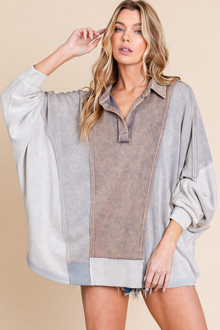 So Much Grey Mineral Washed Oversized Top