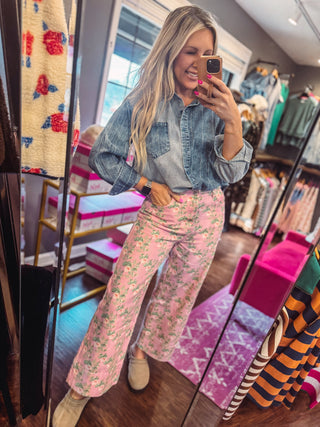 Rose Garden Pink Denim Pants