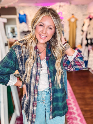 All Mixed Up Plaid Button Down Shirt