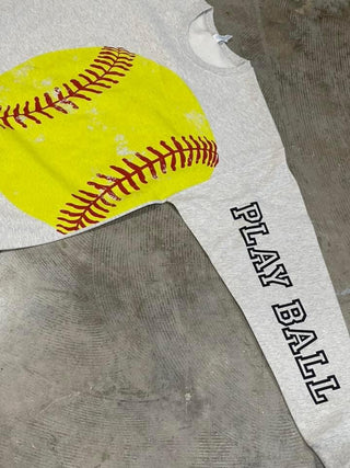 Play Ball Softball H. Grey Sweatshirt
