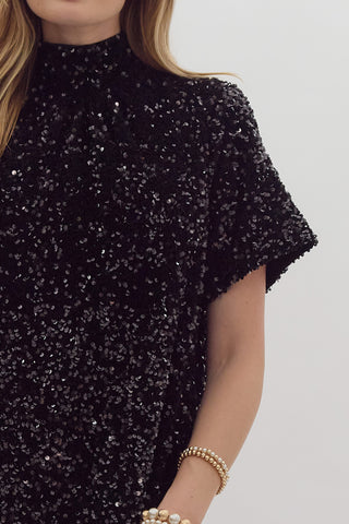 Little Black Sequin Holiday Dress