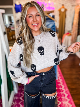 Skull Print Oversized Sweater