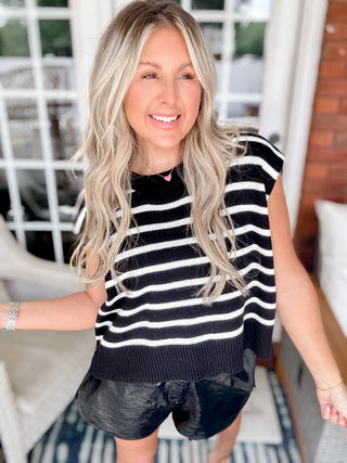 Make A Statement Black Stripe Knit Top