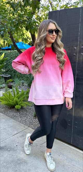 Pink And Red Cozy Corded Sweatshirt