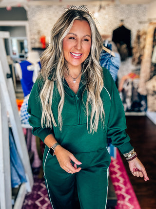 Sporty Chic Evergreen Relaxed Track Set