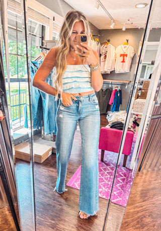 Risen Tummy Control Mid Rise Wide Jeans -Medium