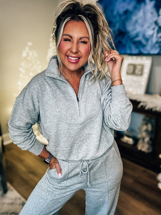 DOORBUSTER Love This Way Half-Zip Sweatshirt-Grey