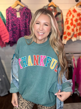 Thankful Heather Green Oversized Sweatshirt