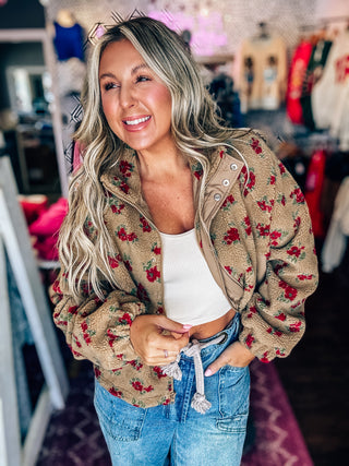 Embrace The Cozy Floral Sherpa Jacket