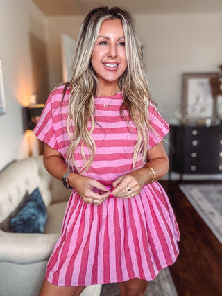 Mix And Match Pink/Rose Stripe Skirt Set