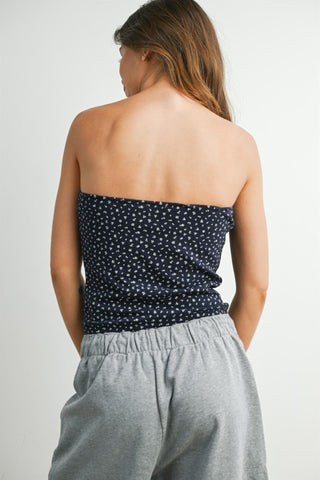Midnight Ditsy Strapless Top