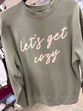 PREORDER Let’s Get Cozy Waffle knit sweater