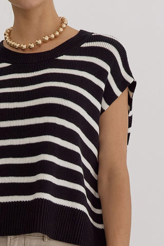 Make A Statement Black Stripe Knit Top