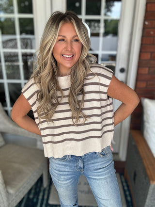 Make A Statement Oatmeal Stripe Knit Top