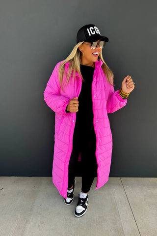 Lennon Long Pink Puffer Jacket