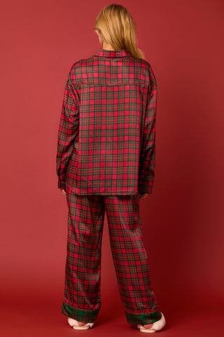 Perfect Day Satin Christmas Plaid Pajama Set