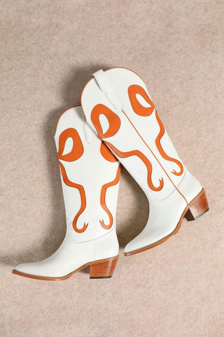 Boots With The Bow White And Orange