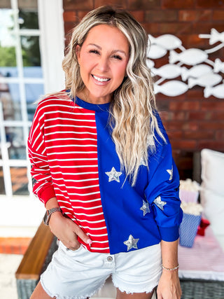 Sequin Stars and Stripes Long Sleeve Tee