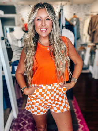 Back Bow Royal Orange Tie Sleeveless Top