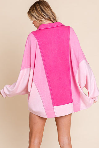 So Much Pink Mineral Washed Oversized Top