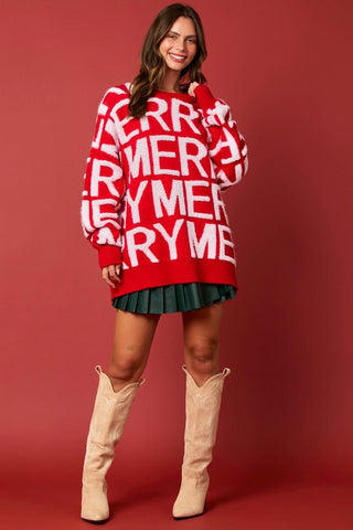 Merry Red 3D Yarn Sweater