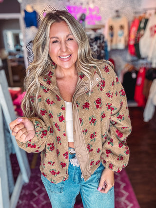 Embrace The Cozy Floral Sherpa Jacket