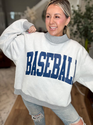 Baseball/Polka Dots Reversible Mock Neck Sweatshirt