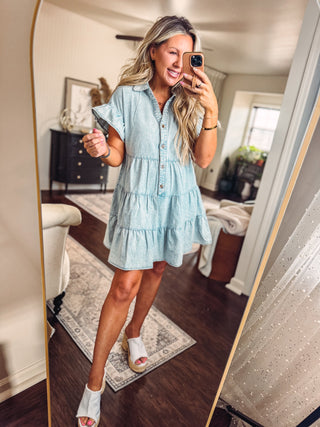 Easy Does It Denim Dress-Light Wash