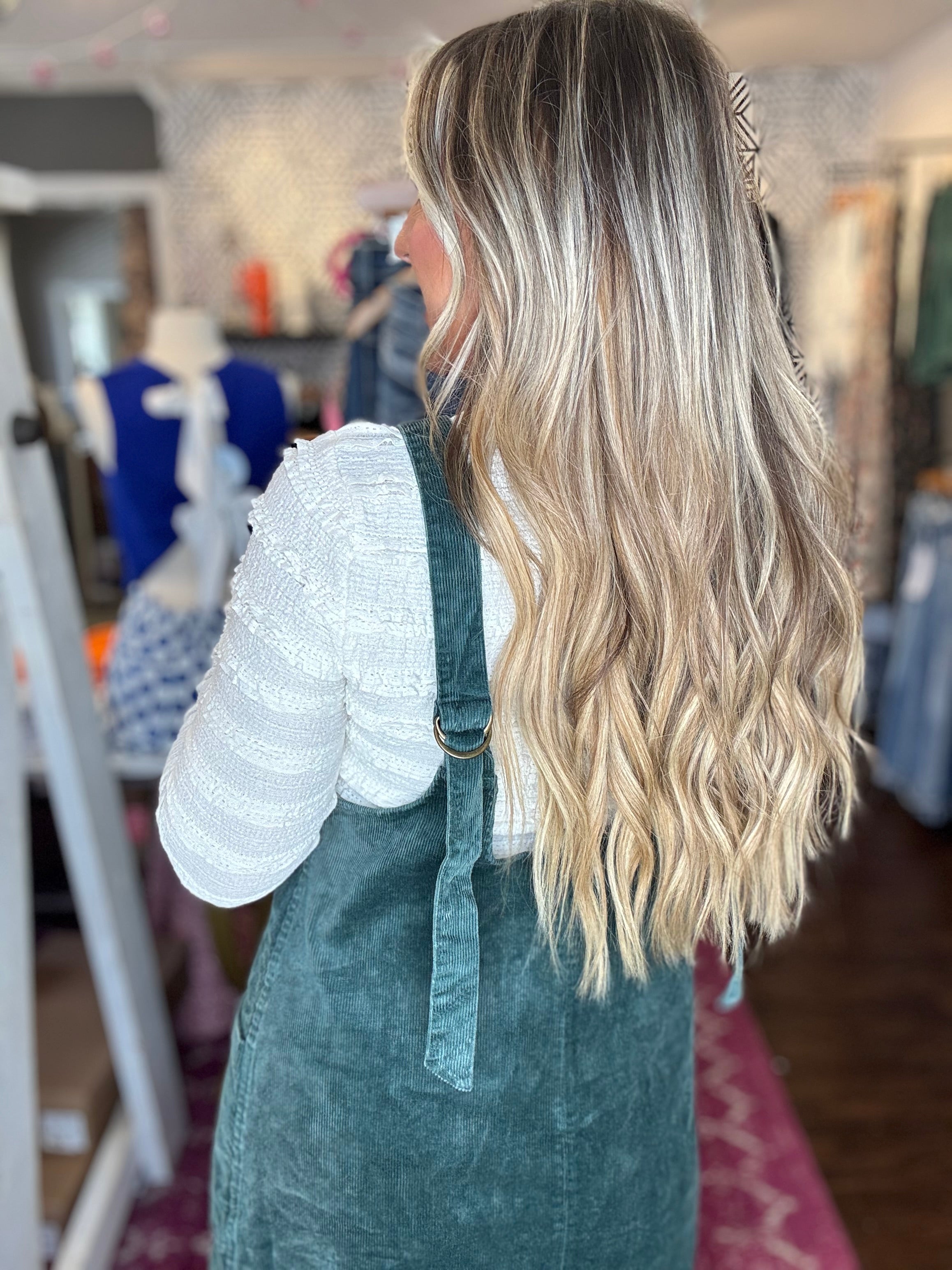 Uptown Chic Corduroy Overall Mini Dress - Hunter Green Shop Stevies Boutique Uptown Chic Corduroy Overall Mini Dress - Hunter Green Shop Stevies Boutique