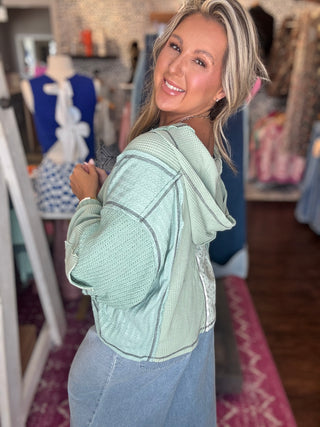 POL Pistachio Mixed Fabric Hoodie