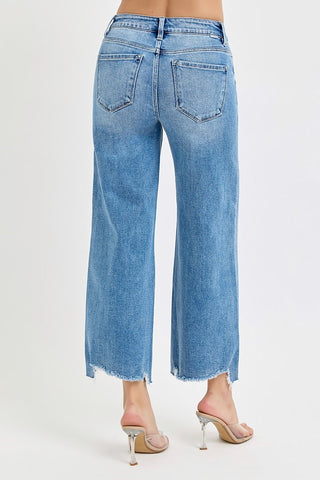 Risen High Rise Crop Wide Leg Jeans