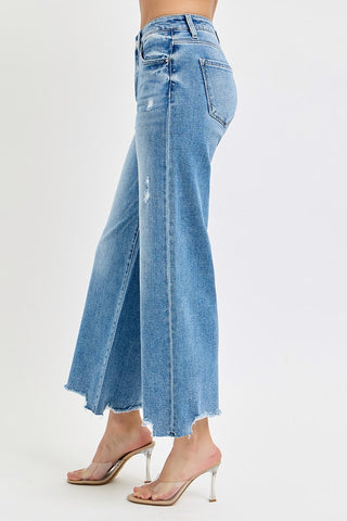 Risen High Rise Crop Wide Leg Jeans