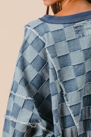 Just Being Trendy Denim Gingham Top