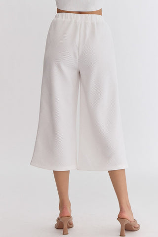 White Textured Pants