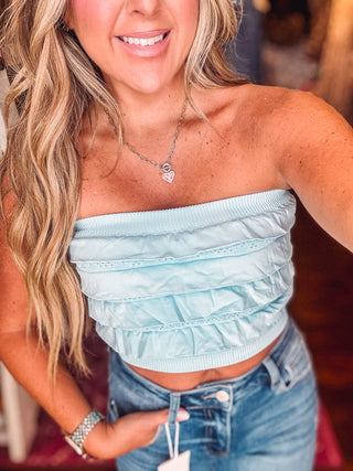 Must Have Layered Ruffled Tube Top, Sky Blue