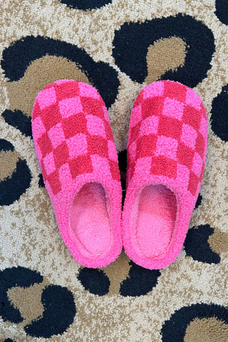 Pink and Red Checkered Slippers